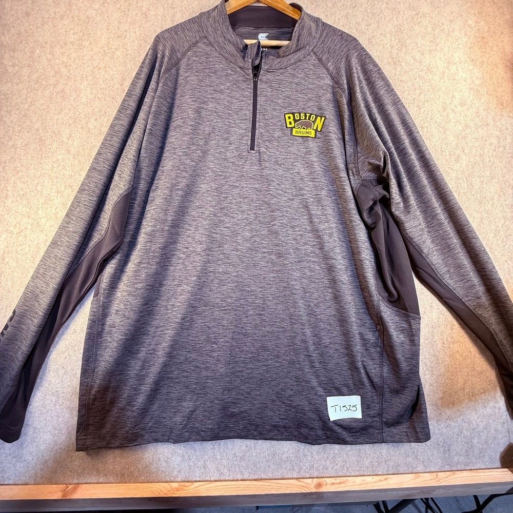 NWT Colosseum Boston Bruins Mens XXL 1/4 Zip Pullover‎ Gray Heathered NHL Shirt